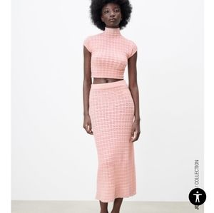 Zara pointelle knit top and skirt